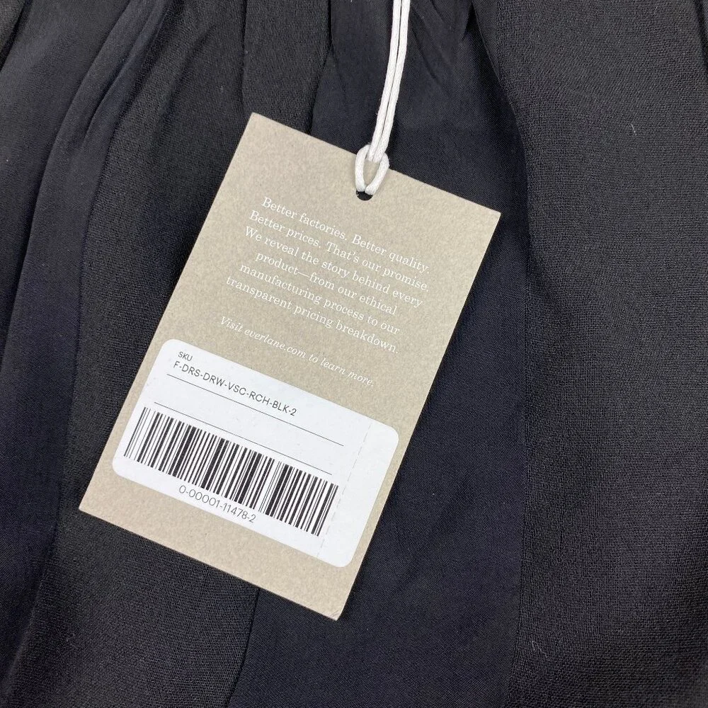 NWT Everlane The City Stripe Ruched Dress Midi Black Size 2